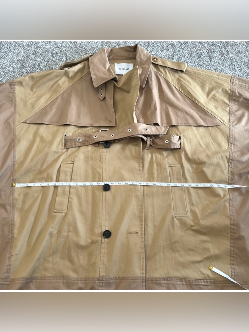 10 Crosby Derek Lam color blocked tan Jacket cape style trench two tone khaki - Picture 5 of 7